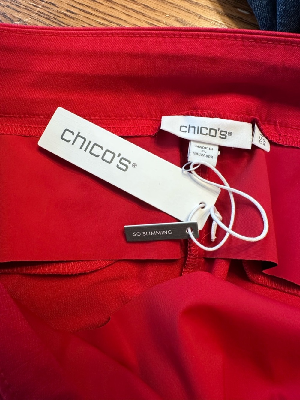 Chico’s So Slimming Brigitte Slim Leg Pants Red Ankle Beaded Hem Size 2R (12) - Picture 7 of 16